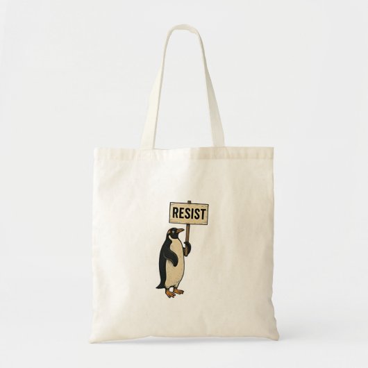 Grappige Pinguïn Weert Protest Tegen Tarieven Af Tote Bag (Voorkant)