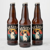 Grappige Pinguïn Weert Protest Tegen Tarieven Bier Etiket (Flessen)