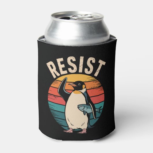 Grappige Pinguïn Weert Protest tegen Tarieven Blikjeskoeler (Blikje Voorkant)