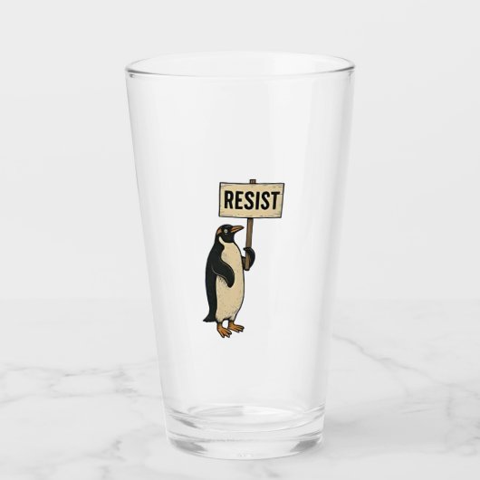 Grappige Pinguïn Weert Protest tegen Tarieven Glas (Voorkant)