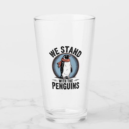 Grappige Pinguïn Weert Protest tegen Tarieven Glas (Voorkant)