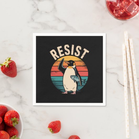 Grappige Pinguïn Weert Protest tegen Tarieven Servet (Insitu)