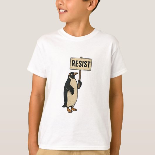 Grappige Pinguïn Weert Protest Tegen Tarieven T-shirt (Voorkant)