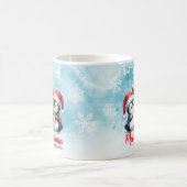 Grappige pinguïns blauw en rood vrolijk kerstfeest koffiemok (Center)