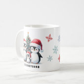 Grappige pinguïns familienaam Kerstmis Koffiemok (Voorkant links)