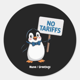 Grappige pinguïns GEEN TARIEVEN Belastingen Hilari Ronde Sticker