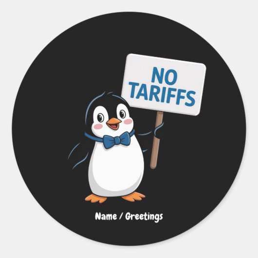 Grappige pinguïns GEEN TARIEVEN Belastingen Hilari Ronde Sticker (Voorkant)