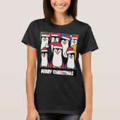 Grappige pinguïns in Santa Hats Kerstmis T-shirt (Voorkant)