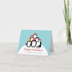 Grappige Pinguïns Kerst Bedrijfsbegroeting Feestdagen Kaart