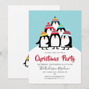 Grappige Pinguïns Kerstfeest Vakantie Kaart