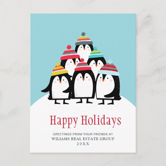 Grappige Pinguïns Kerstmis Corporate Groet Feestdagenkaart (Voorkant)
