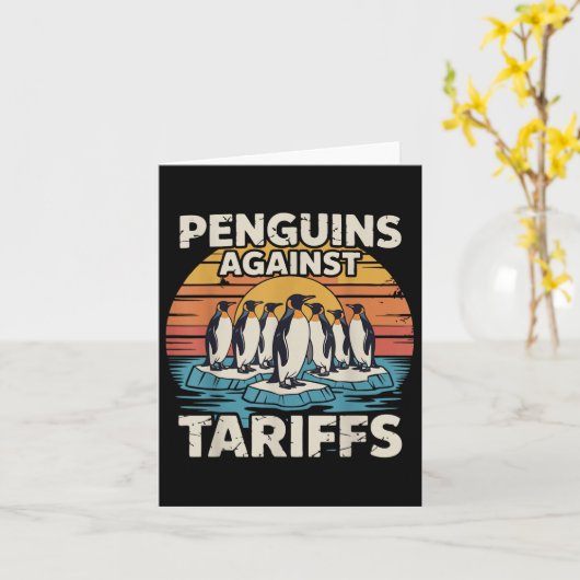 Grappige pinguïns tegen tarieven Anti tarieven Pen Kaart (Gele Bloem)