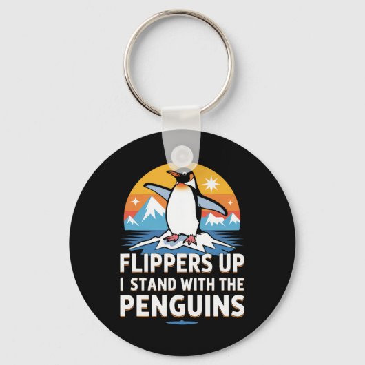Grappige pinguïns tegen tarieven Bevrijdingsdag Vr Sleutelhanger (Voorkant)