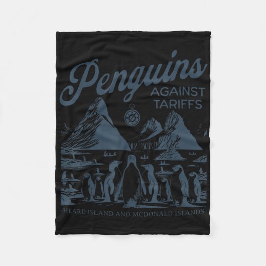 Grappige pinguïns tegen tarieven gehoord eiland pi fleece deken (Voorkant)