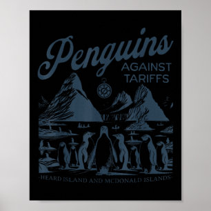 Grappige pinguïns tegen tarieven gehoord eiland pi poster