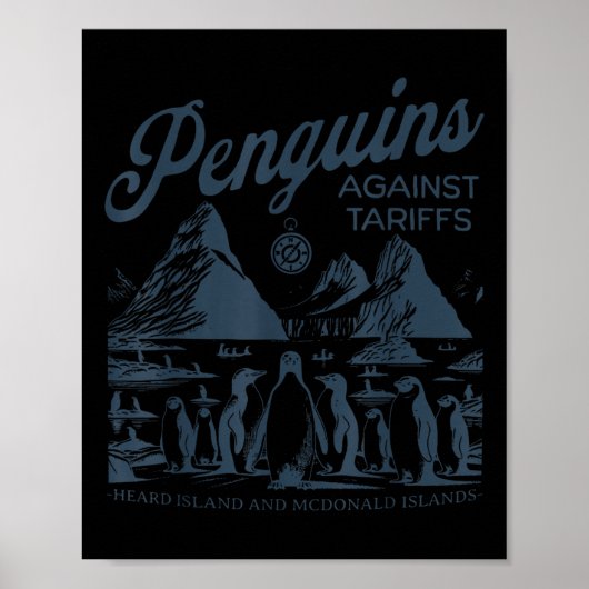 Grappige pinguïns tegen tarieven gehoord eiland pi poster (Voorkant)