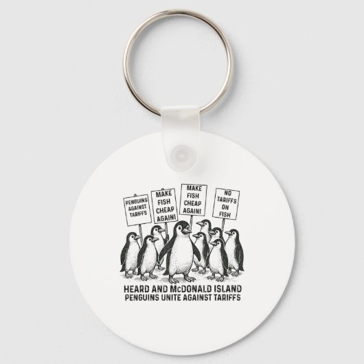 Grappige pinguïns tegen tarieven gehoord eiland pi sleutelhanger (Voorkant)