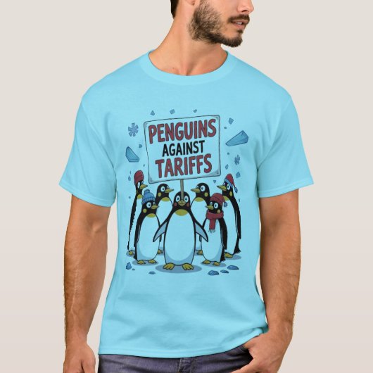 Grappige pinguïns tegen tarieven verzetten zich te t-shirt (Voorkant)