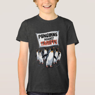 Grappige pinguïns tegen tarieven verzetten zich te Tri-Blend shirt