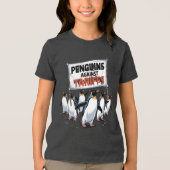 Grappige pinguïns tegen tarieven verzetten zich te Tri-Blend shirt (Voorkant)
