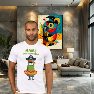 Grappige Piraat Cactus Snack Tijd Team   Aanpasbaa T-shirt