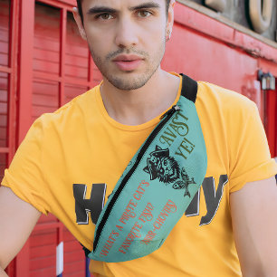 Grappige Piraat Kat/gekruiste Vis Bone Retro Stijl Heuptasje