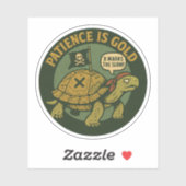 Grappige Piraat Schildpad Geduld Goud Sticker (Vel)