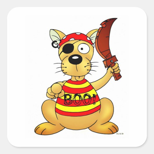 Grappige Piraatshond met Speelgoed Zwaard Vierkante Sticker (Voorkant)