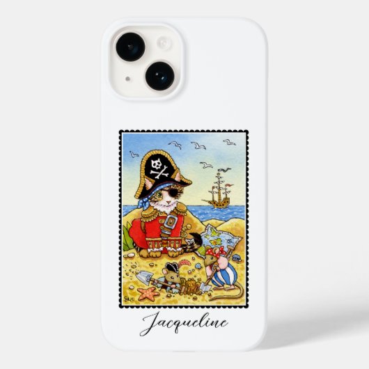 Grappige Pirate Cat Mouse Aangepaste Naam Case-Mate iPhone Case (Achterkant)