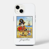 Grappige Pirate Cat Mouse Aangepaste Naam iPhone Hoesje (Achterkant)