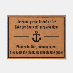 Grappige Pirate Humor Rustic Brown Minimalist Boat Deurmat