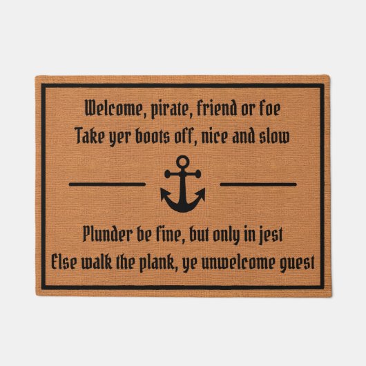 Grappige Pirate Humor Rustic Brown Minimalist Boat Deurmat (Voorkant)