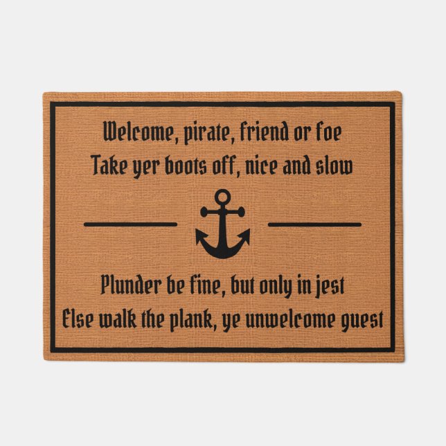 Grappige Pirate Humor Rustic Brown Minimalist Boat Deurmat (Voorkant)
