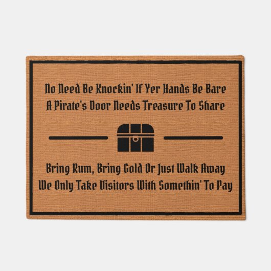 Grappige Pirate Humor Rustic Brown Minimalist Boat Deurmat (Voorkant)