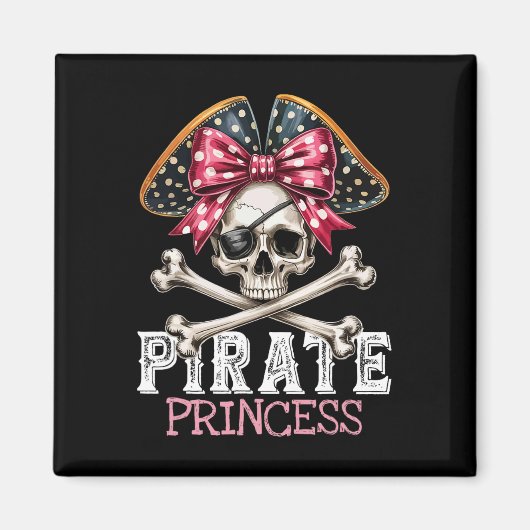 Grappige Pirate Princess Coquette Bow Halloween Ko Magneet (Voorkant)
