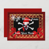 Grappige Pirate schedel gepersonaliseerde kerst Feestdagenkaart (Voorkant / Achterkant)