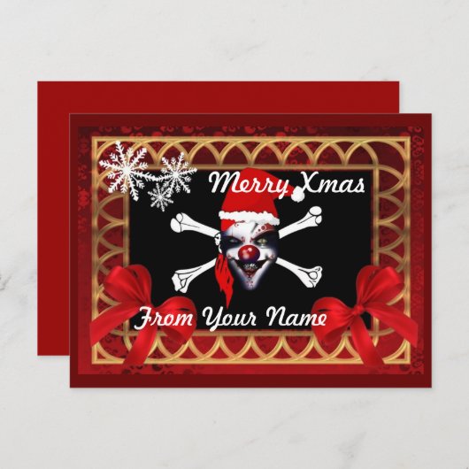 Grappige Pirate schedel gepersonaliseerde kerst Feestdagenkaart (Voorkant / Achterkant)