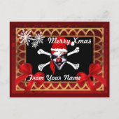 Grappige Pirate schedel gepersonaliseerde kerst Feestdagenkaart (Voorkant)