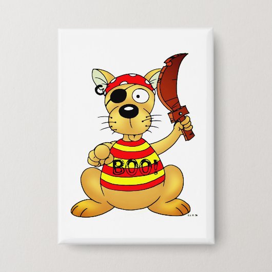 Grappige Piratenhond met Speelgoed Zwaard Button (Voorkant)