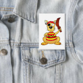 Grappige Piratenhond met Speelgoed Zwaard Button (Insitu)