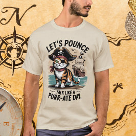 Grappige piratenkat laten we pouncen praten als ee t-shirt