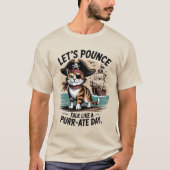 Grappige piratenkat laten we pouncen praten als ee t-shirt (Voorkant)