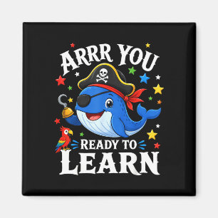 Grappige piratenleraar walvis arrr klaar om te ler magneet