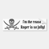 Grappige piratenquote met Jolly Roger Bumpersticker (Voorkant)