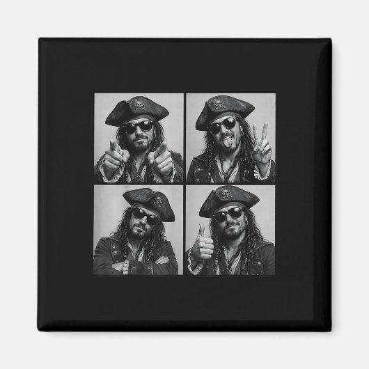 Grappige piratenzonnebril photobooth ontwerp magneet (Voorkant)