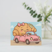 Grappige pistache-croissant  briefkaart (Staand voorkant)