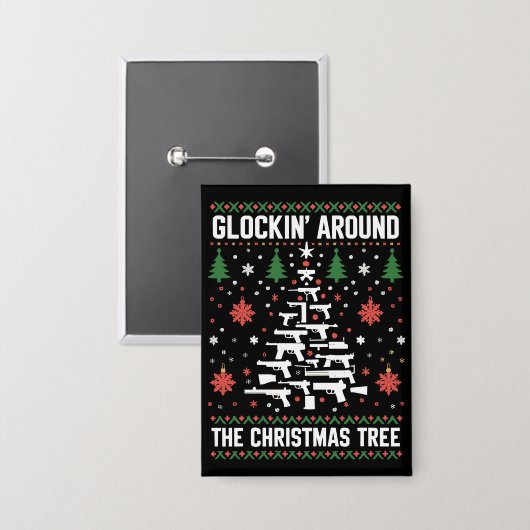 Grappige Pistolen Lelijke kersttruien voor Pistool Button (Voorkant / Achterkant)