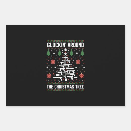Grappige Pistolen Lelijke kersttruien voor Pistool Inpakpapier Vel (Voorkant)
