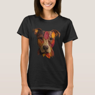 Grappige Pit Bull Herfstbladeren Dier Kunst Artist T-shirt