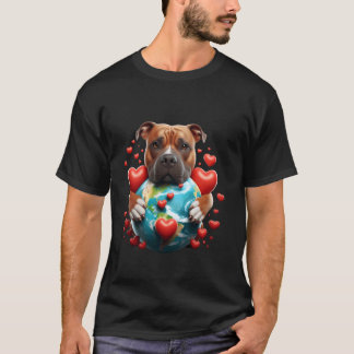 Grappige Pit Bull-hond Earth Day knuffel Liefde Ei T-shirt